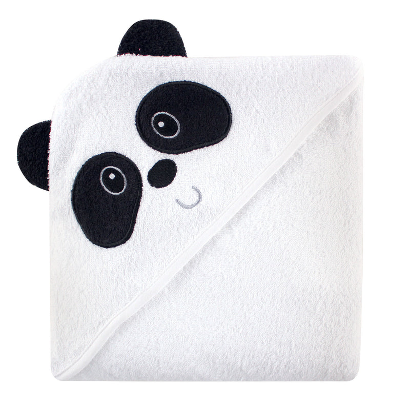 Luvable Friends Cotton Animal Face Hooded Towel, Panda