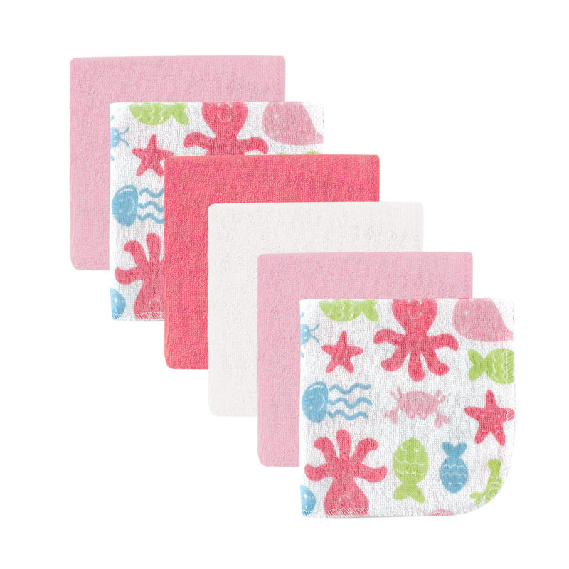 Luvable Friends Cotton Rich Washcloths, Pink 6-Pack