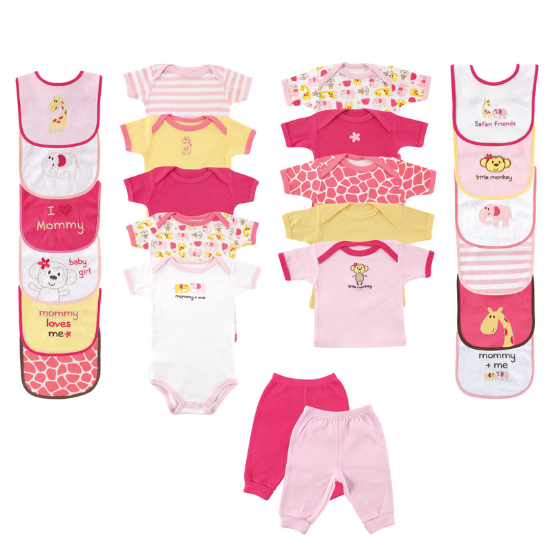 Luvable Friends Layette Gift Cube, Pink Safari