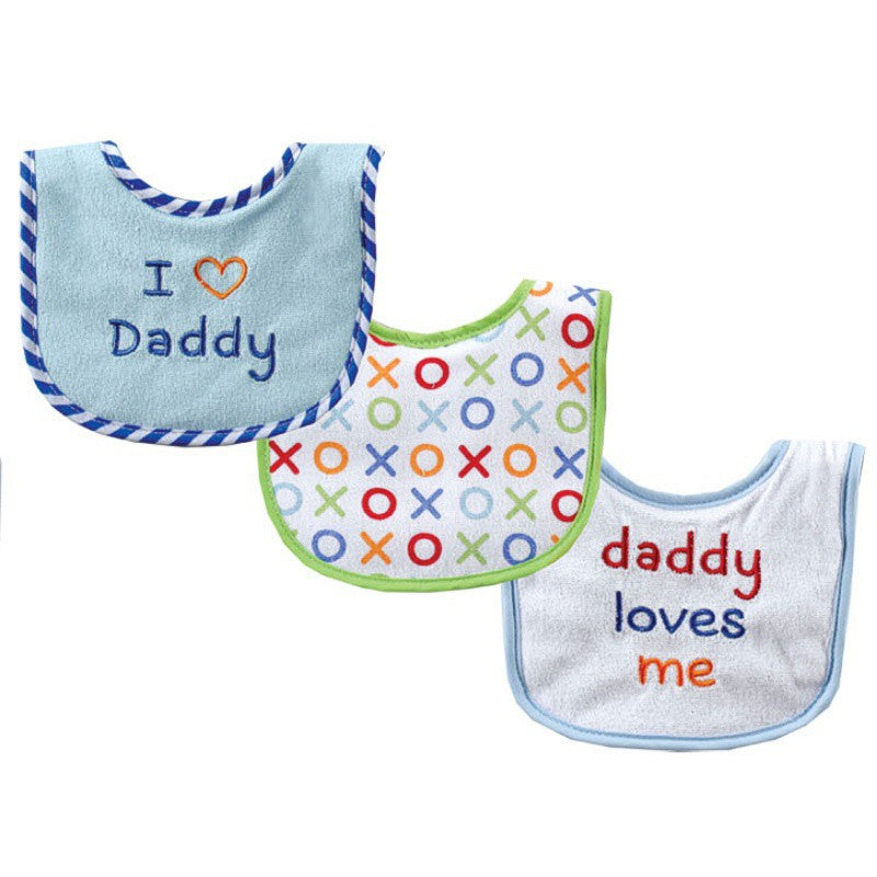 Luvable Friends Cotton Drooler Bibs with Fiber Filling, Blue Dad