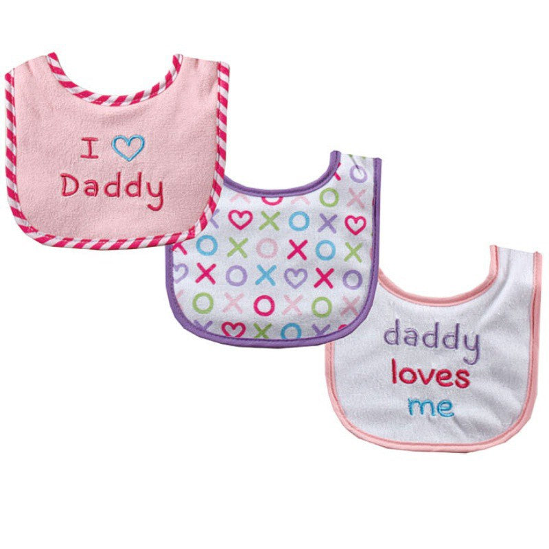 Luvable Friends Cotton Drooler Bibs with Fiber Filling, Pink Daddy
