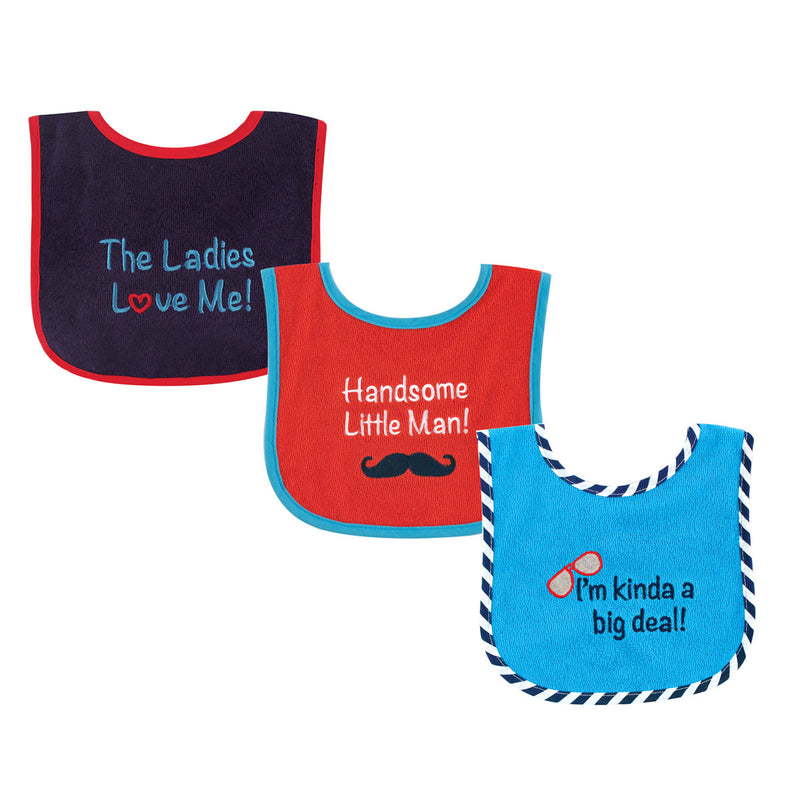 Luvable Friends Cotton Terry Drooler Bibs with PEVA Back, Handsome