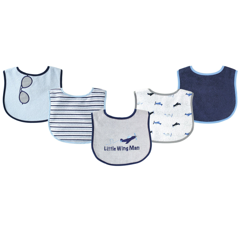 Luvable Friends Cotton Terry Drooler Bibs with PEVA Back, Airplane