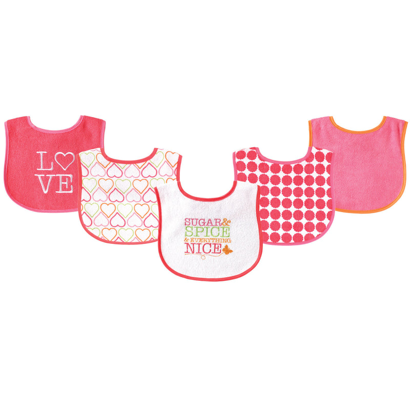 Luvable Friends Cotton Terry Drooler Bibs with PEVA Back, Sugar