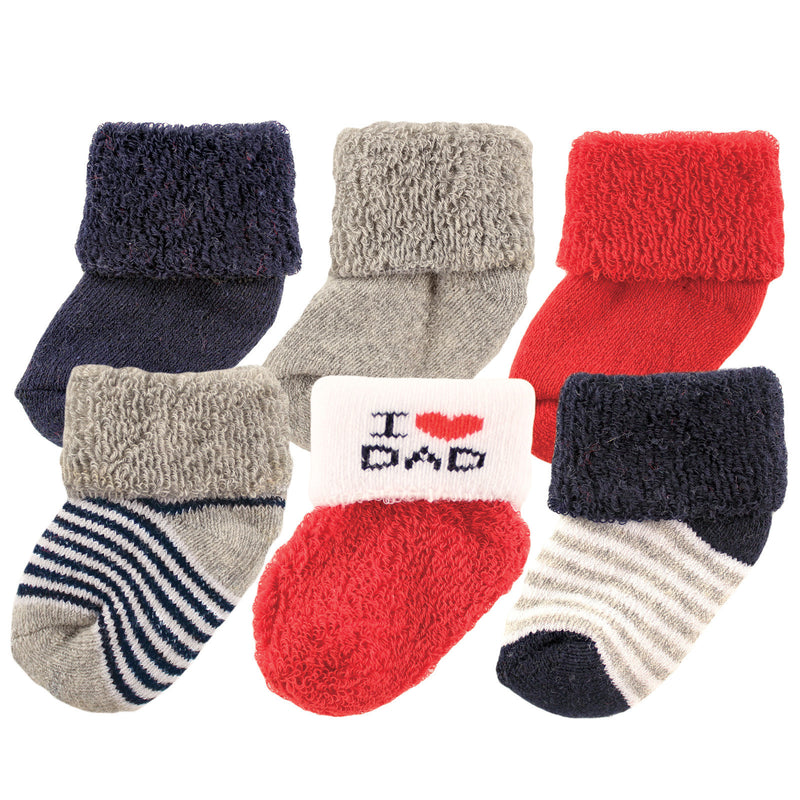 Luvable Friends Newborn and Baby Socks Set, Navy Dad