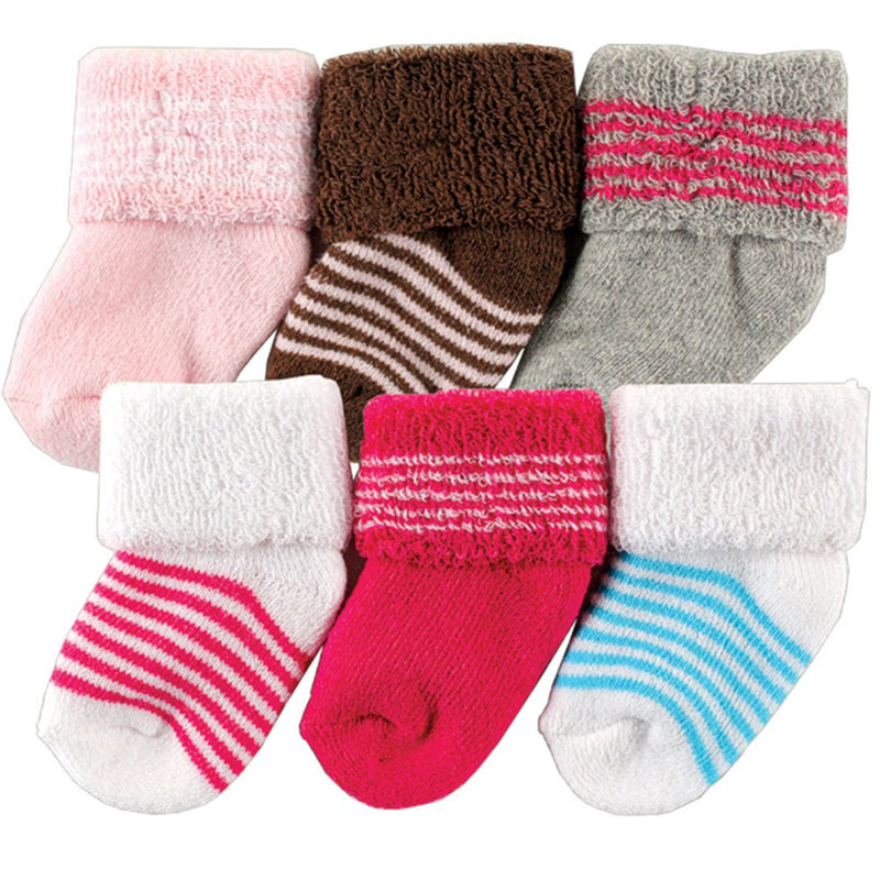 Luvable Friends Newborn and Baby Socks Set, Pink Newborn