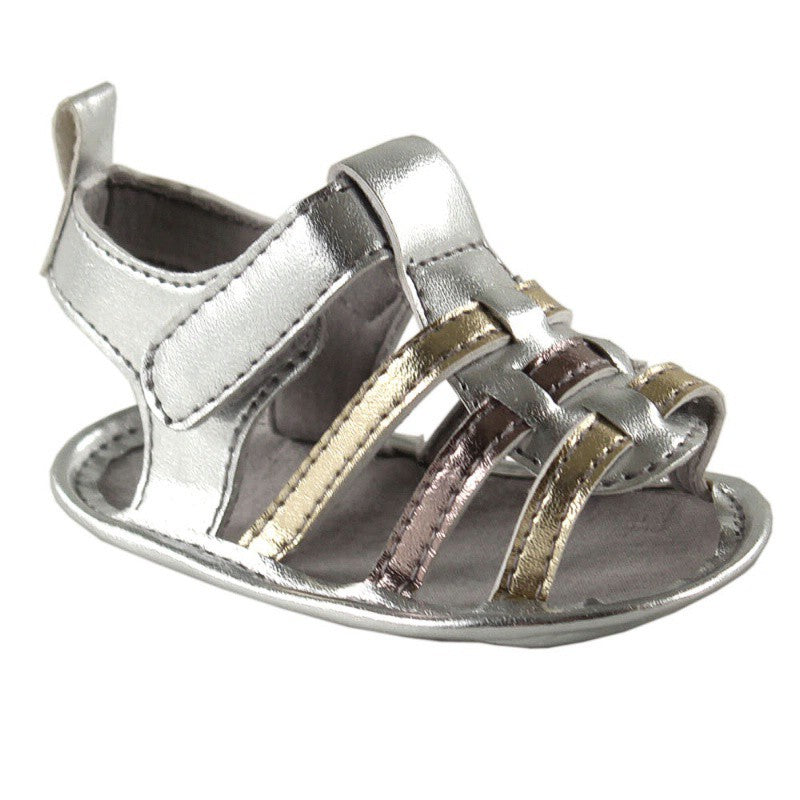 Luvable Friends Crib Shoes, Silver Metallic