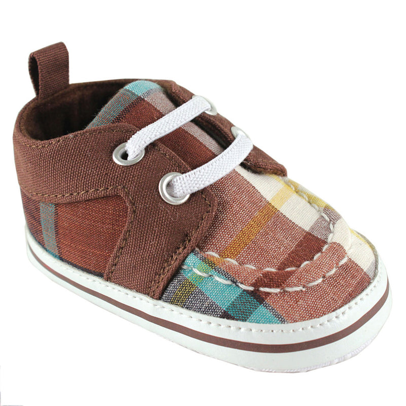 Luvable Friends Crib Shoes, Brown Plaid