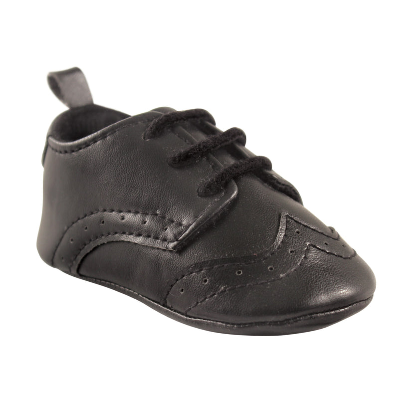 Luvable Friends Crib Shoes, Black Wingtip