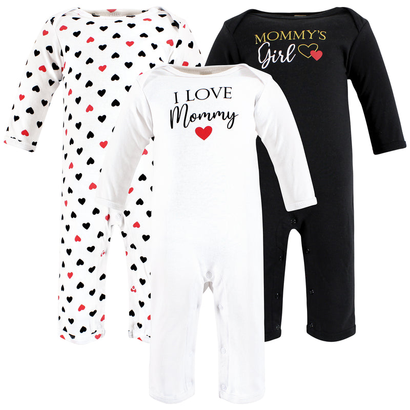 Hudson Baby Cotton Coveralls, Girl Mommy Red Black