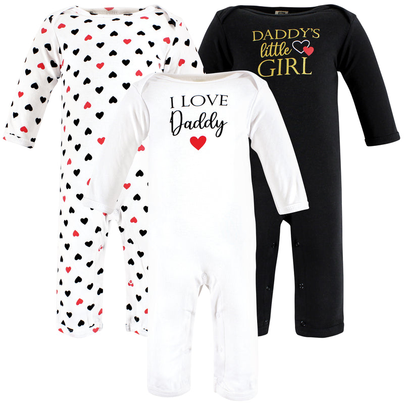 Hudson Baby Cotton Coveralls, Girl Daddy Red Black
