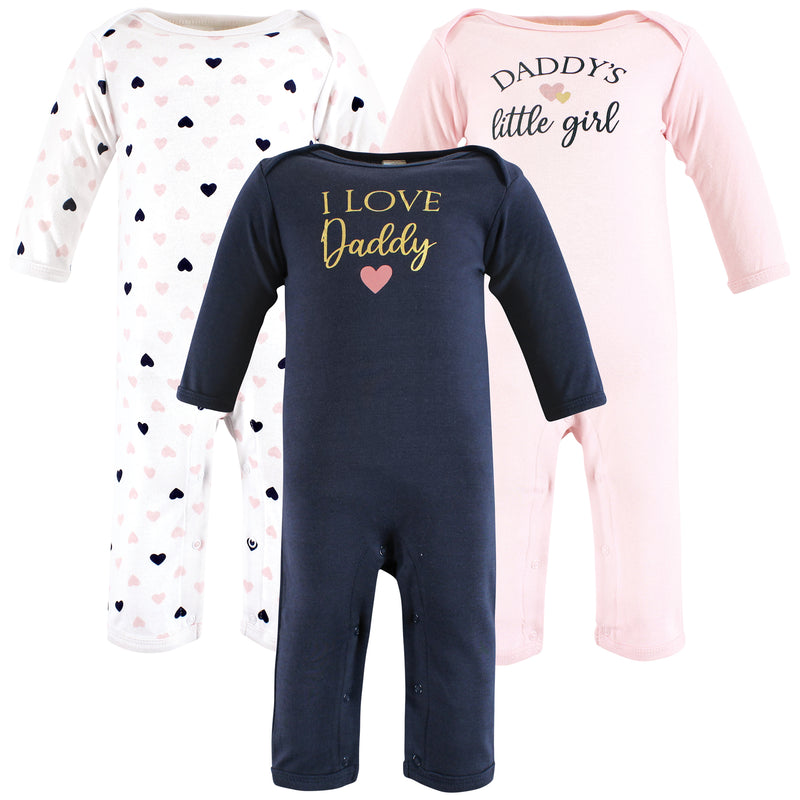 Hudson Baby Cotton Coveralls, Girl Daddy Pink Navy