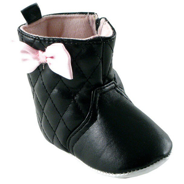 Luvable Friends Crib Shoes, Black Quilted