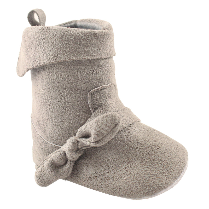 Luvable Friends Crib Shoes, Gray Foldover Boots