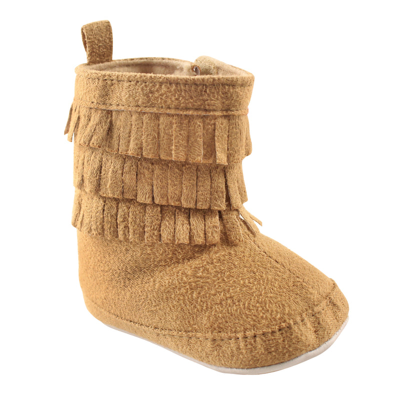 Luvable Friends Crib Shoes, Tan Fringe