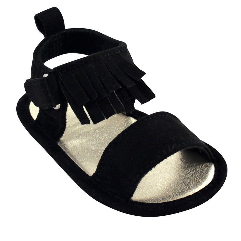 Luvable Friends Crib Shoes, Black Fringe Sandal