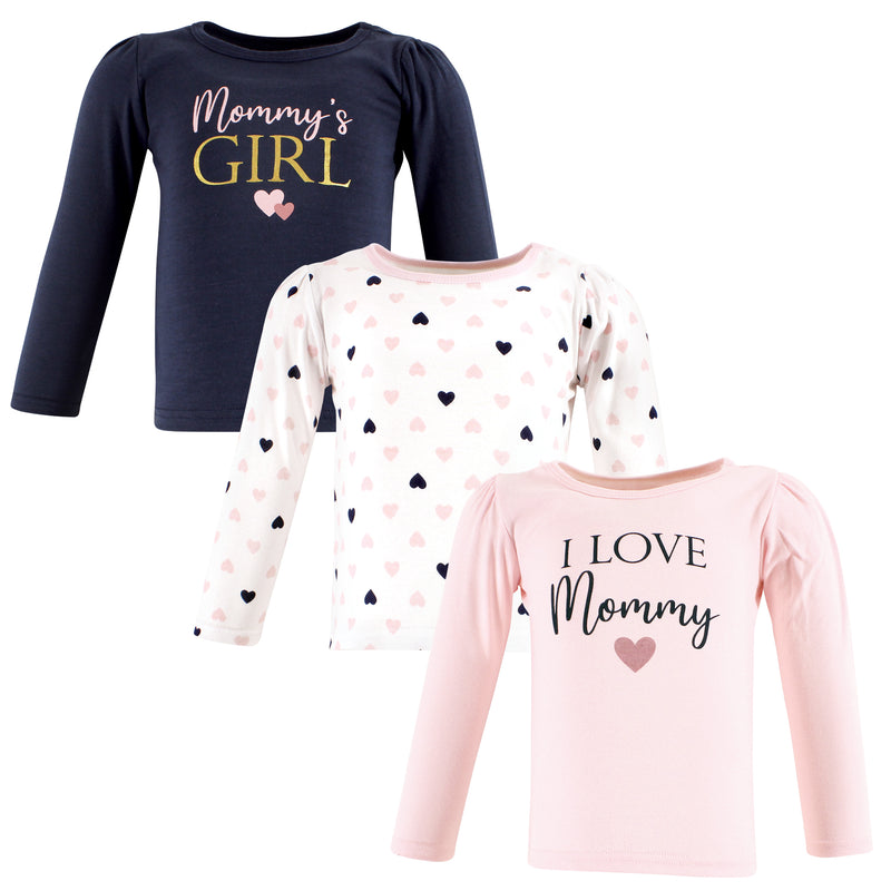 Hudson Baby Long Sleeve T-Shirts, Girl Mommy Pink Navy