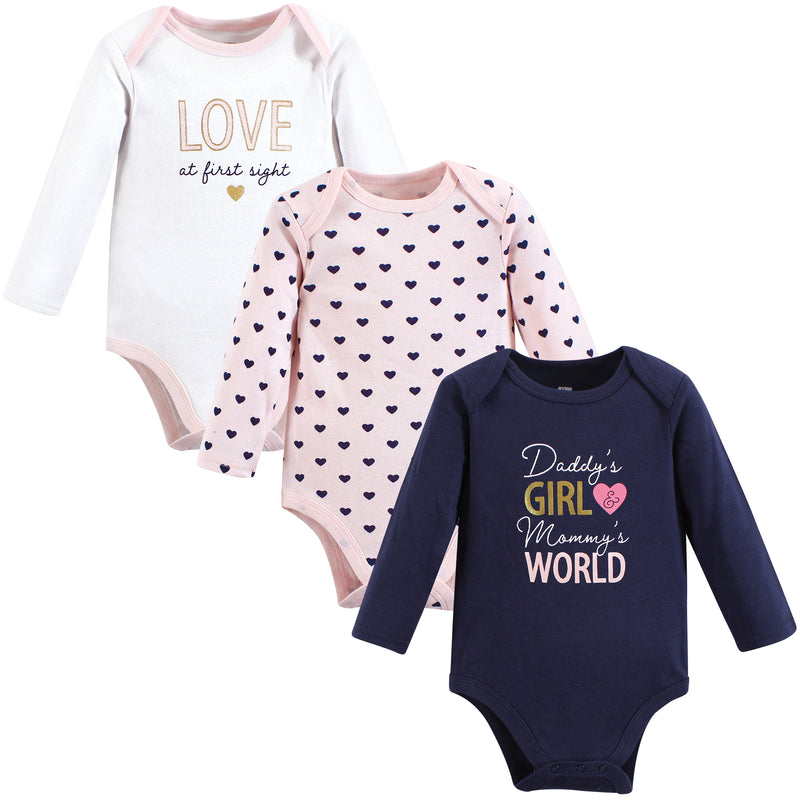 Hudson Baby Cotton Long-Sleeve Bodysuits, Love At First Sight