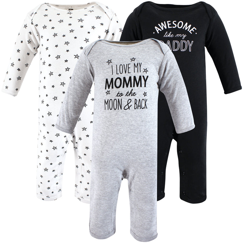 Hudson Baby Cotton Coveralls, Mom Dad Moon  Back