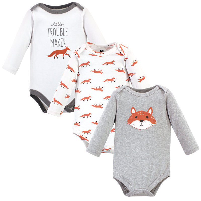 Hudson Baby Cotton Long-Sleeve Bodysuits, Little Fox 3-Pack