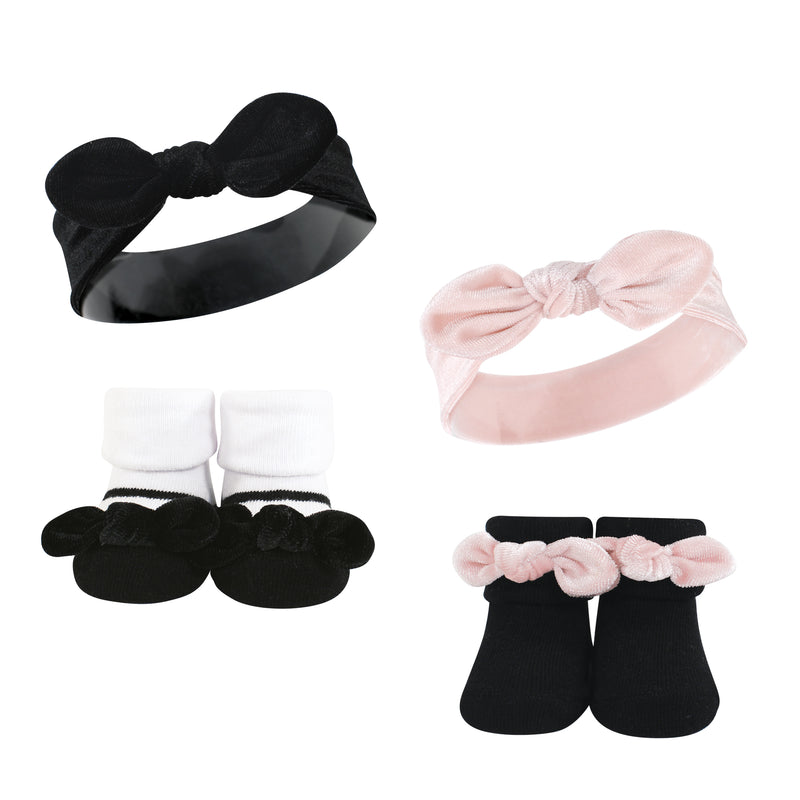 Hudson Baby Headband and Socks Set, Velvet Knot