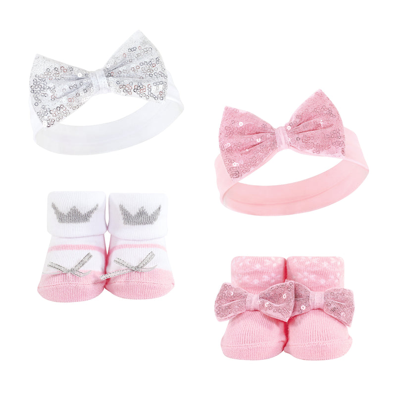 Hudson Baby Headband and Socks Set, Princess 4-Piece