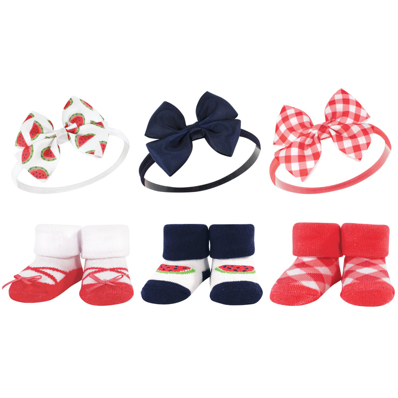 Hudson Baby Headband and Socks Giftset, Watermelon