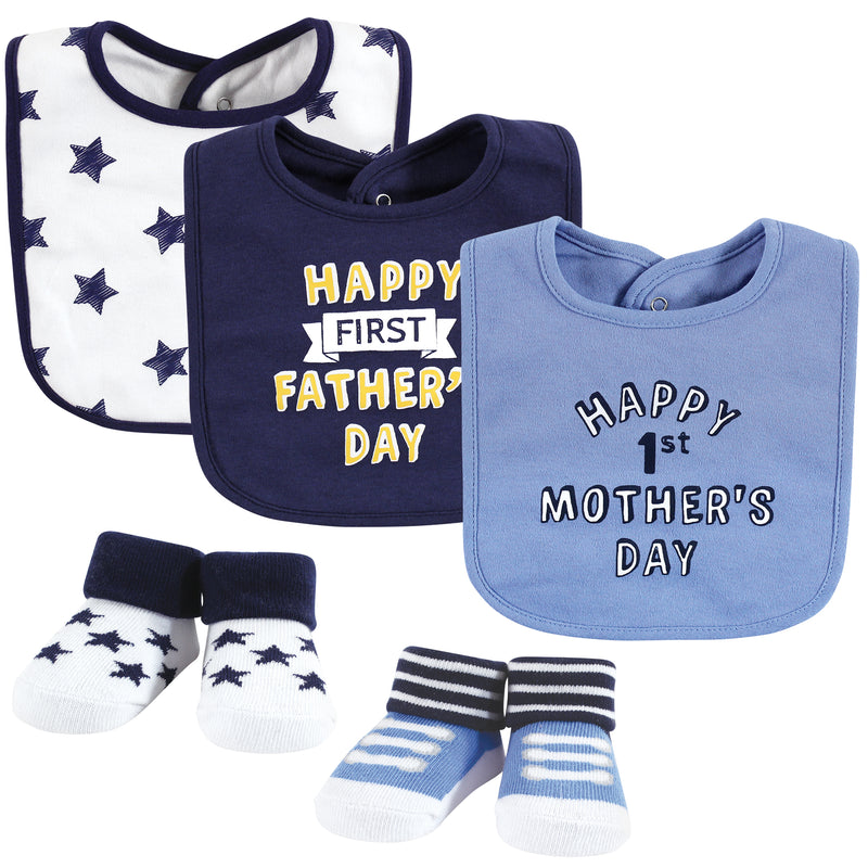Hudson Baby Cotton Bib and Sock Set, Boy Mothers Fathers Day