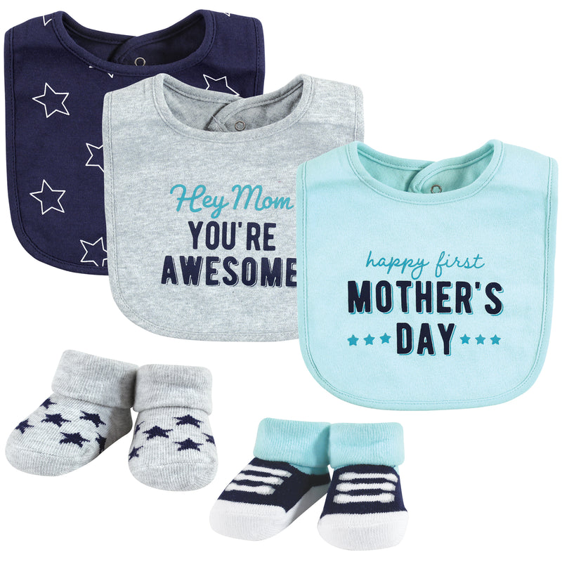 Hudson Baby Cotton Bib and Sock Set, Boy Mothers Day