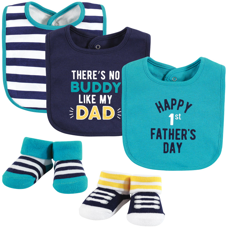 Hudson Baby Cotton Bib and Sock Set, Boy Fathers Day