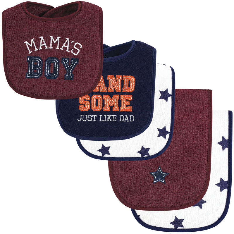 Hudson Baby Cotton Terry Bib and Burp Cloth Set, Mamas Boy