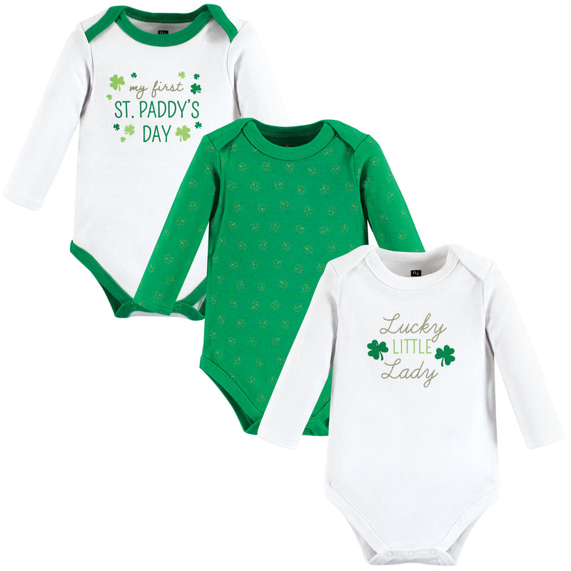 Hudson Baby Cotton Long-Sleeve Bodysuits, Lucky Lady