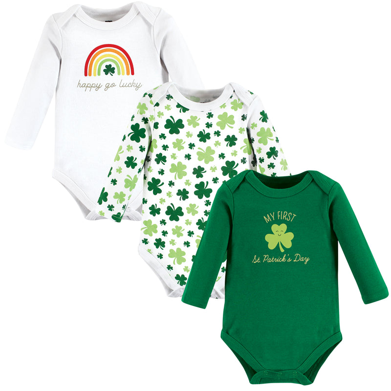 Hudson Baby Cotton Long-Sleeve Bodysuits, St Patricks Rainbow