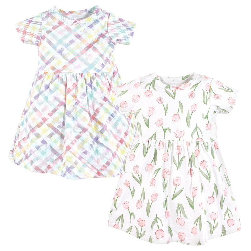 Hudson Baby Cotton Dresses, Pink Tulips
