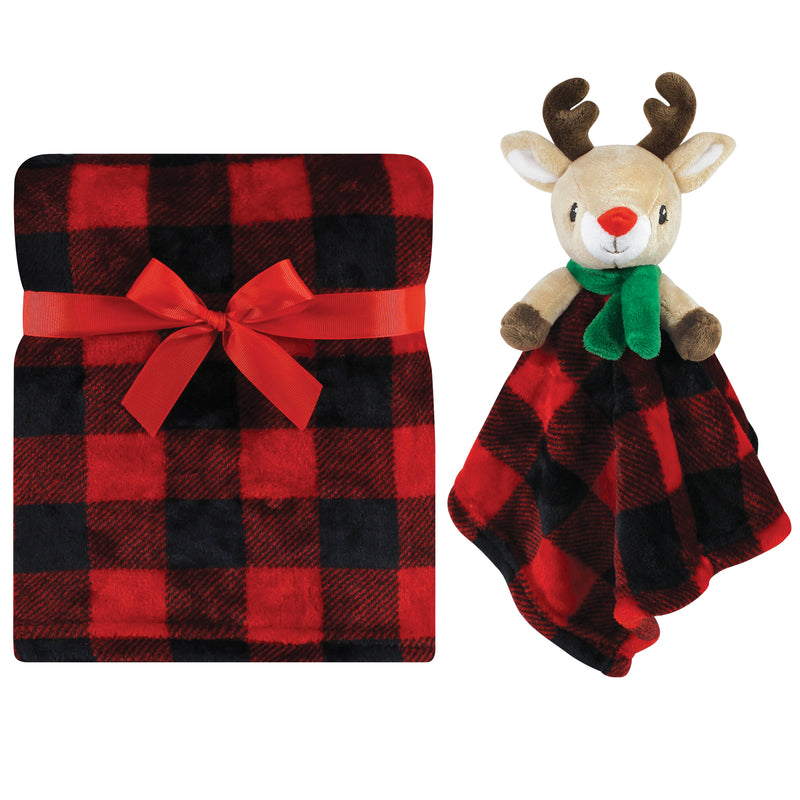 Hudson Baby Plush Blanket with Security Blanket, Rudolph