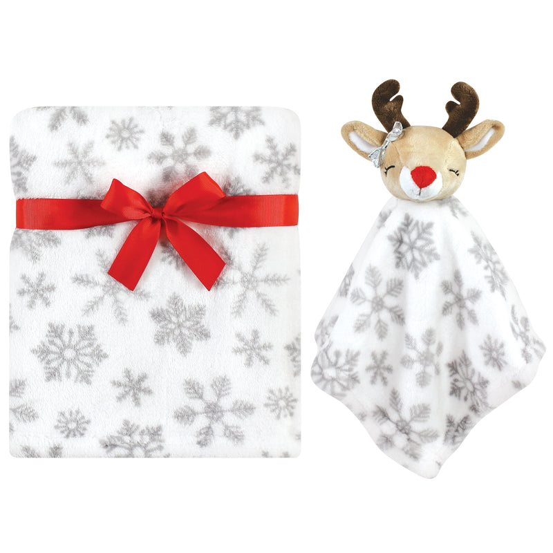 Hudson Baby Plush Blanket with Security Blanket, Girl Rudolph