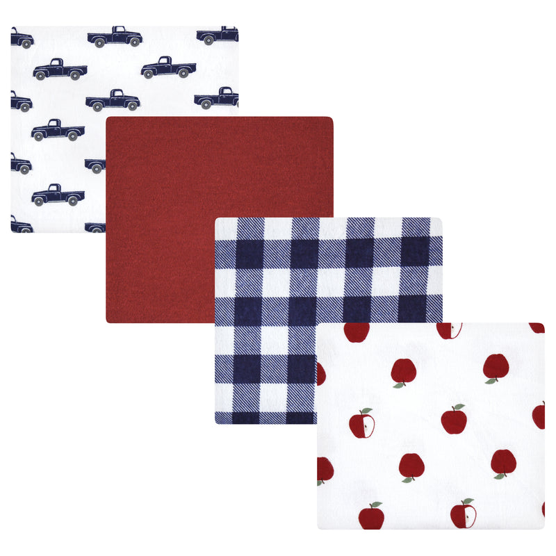 Hudson Baby Cotton Flannel Receiving Blankets, Apple Orchard