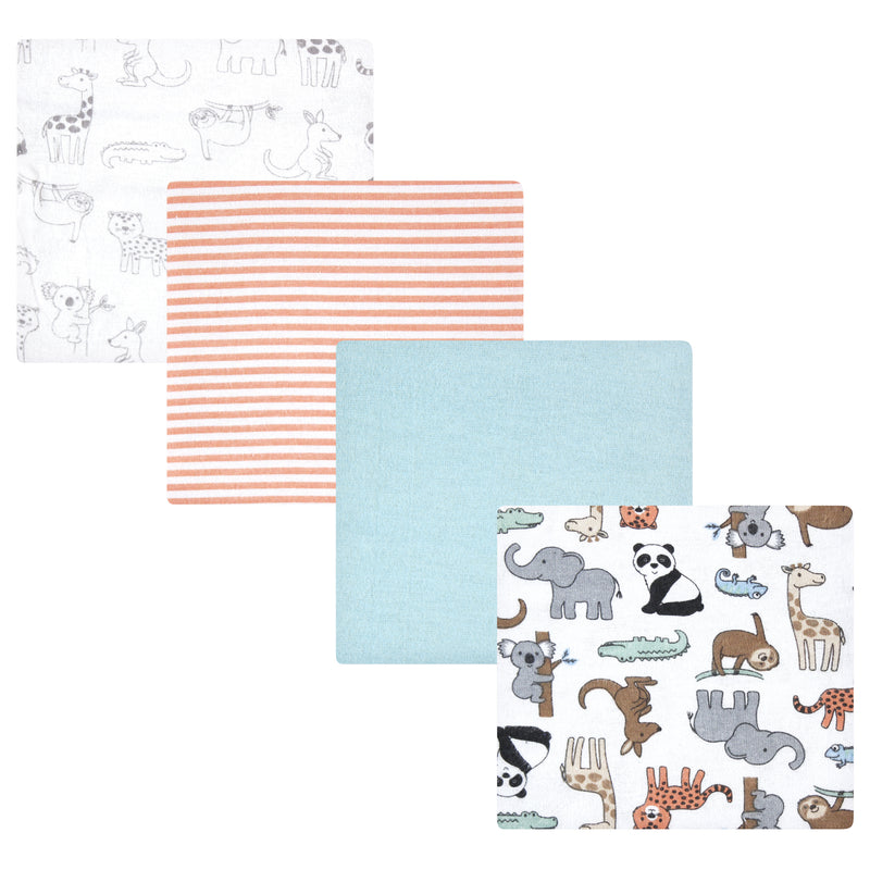Hudson Baby Cotton Flannel Receiving Blankets, Zoo Animals