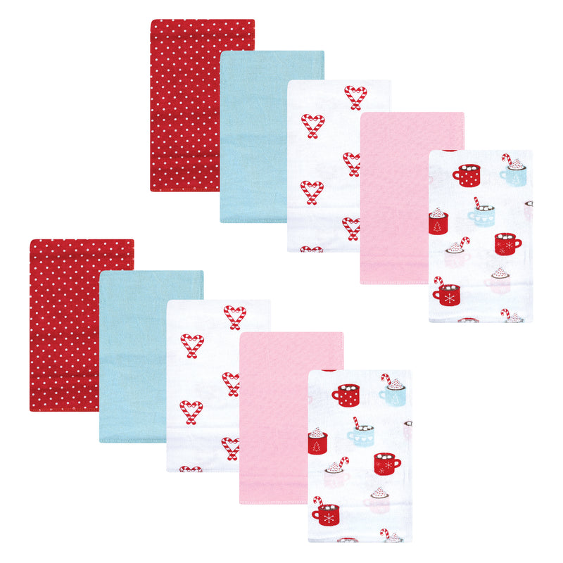 Hudson Baby Cotton Flannel Burp Cloths, Hot Cocoa