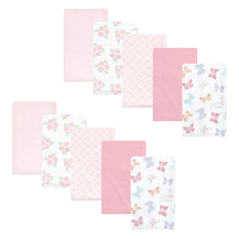 Hudson Baby Cotton Flannel Burp Cloths, Pastel Butterfly