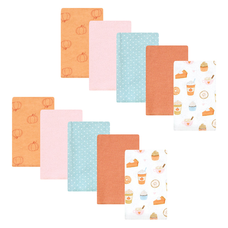 Hudson Baby Cotton Flannel Burp Cloths, Pumpkin Spice