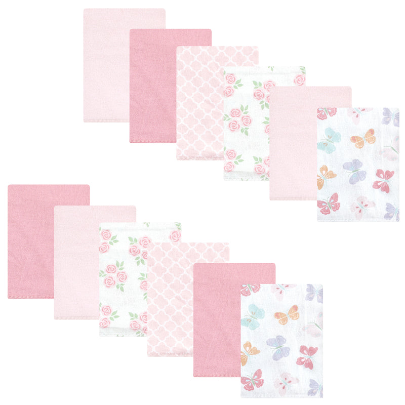 Hudson Baby Cotton Flannel Burp Cloths Bundle, Pastel Butterfly