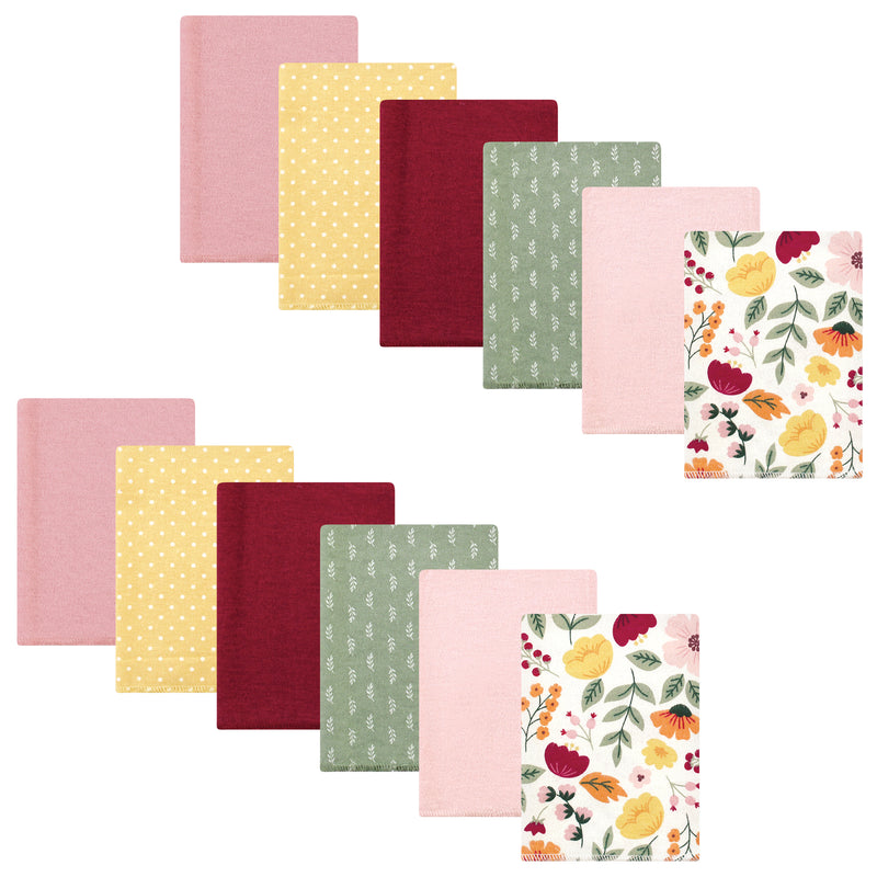 Hudson Baby Cotton Flannel Burp Cloths Bundle, Fall Botanical