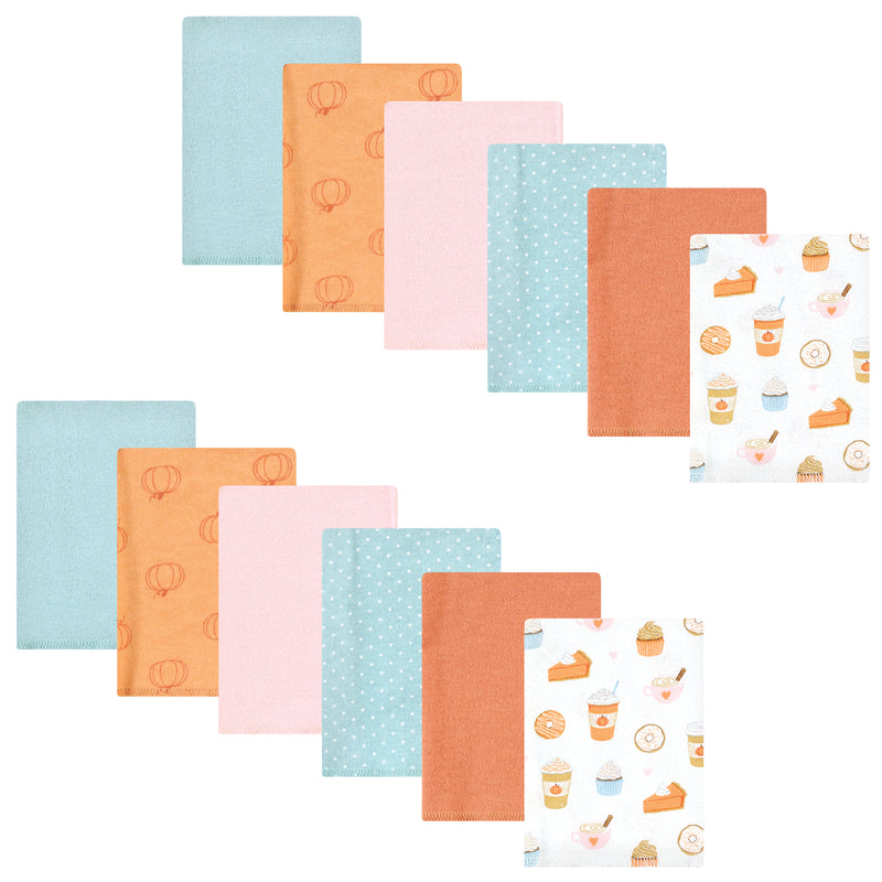 Hudson Baby Cotton Flannel Burp Cloths Bundle, Pumpkin Spice