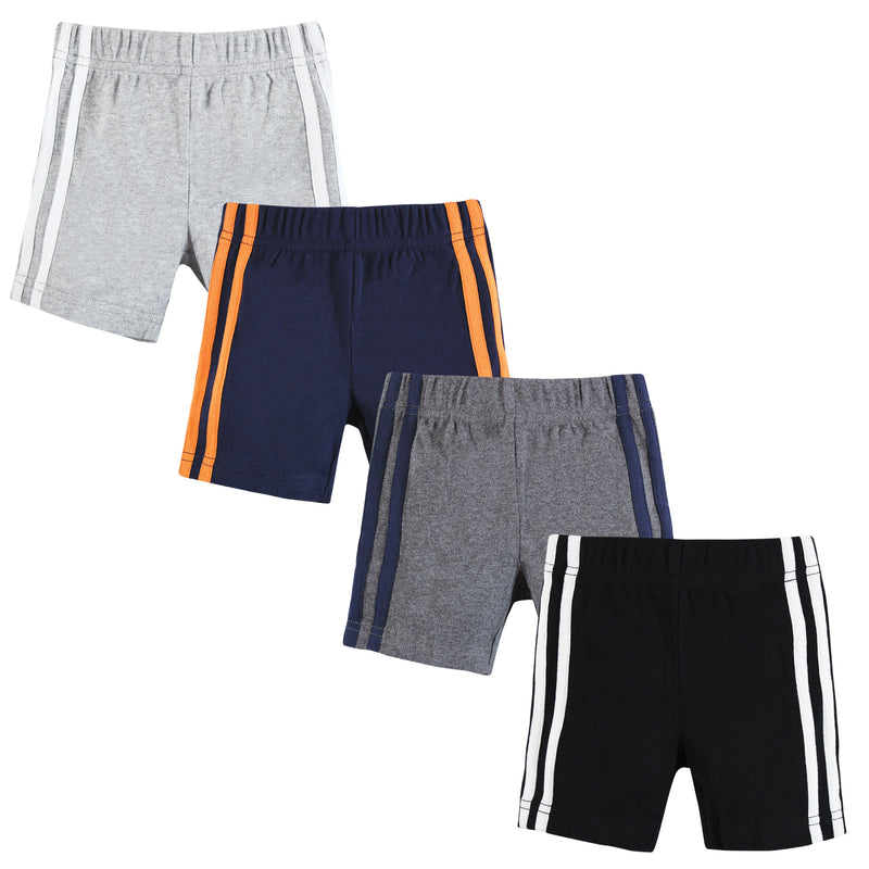Hudson Baby Shorts Bottoms 4-Pack, Heather Gray Black