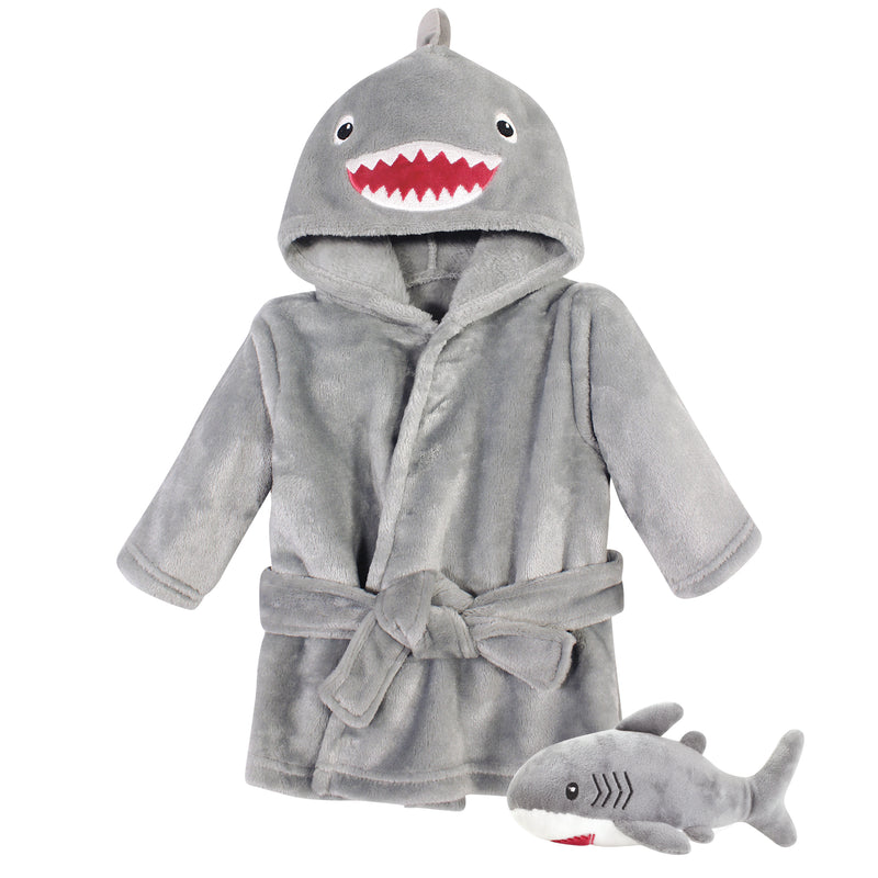 Hudson Baby Plush Bathrobe and Toy Set, Shark