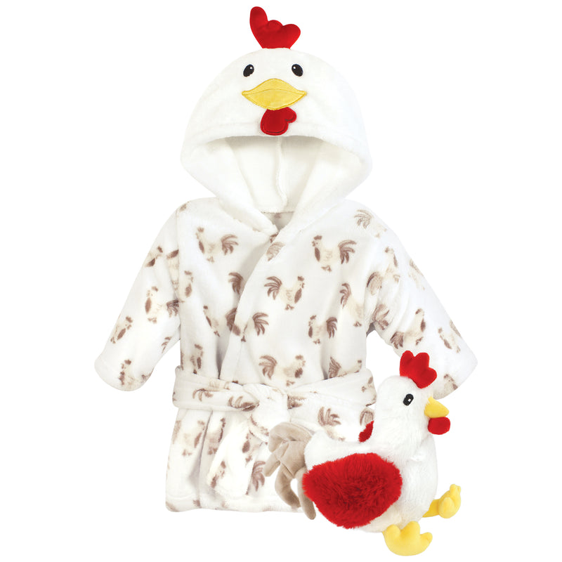 Hudson Baby Plush Bathrobe and Toy Set, Rooster