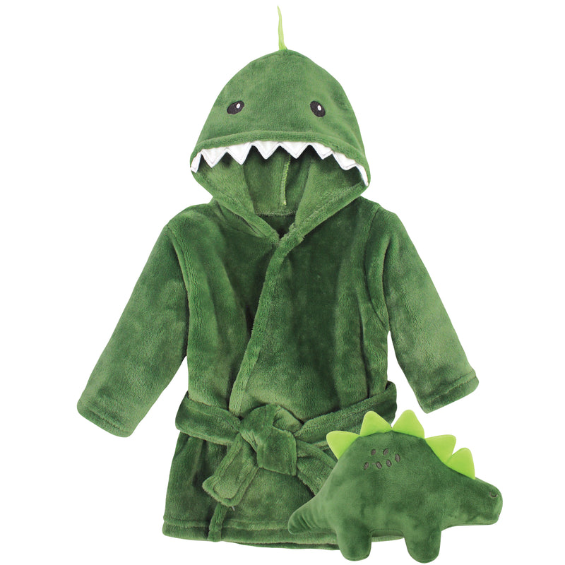 Hudson Baby Plush Bathrobe and Toy Set, Dinosaur