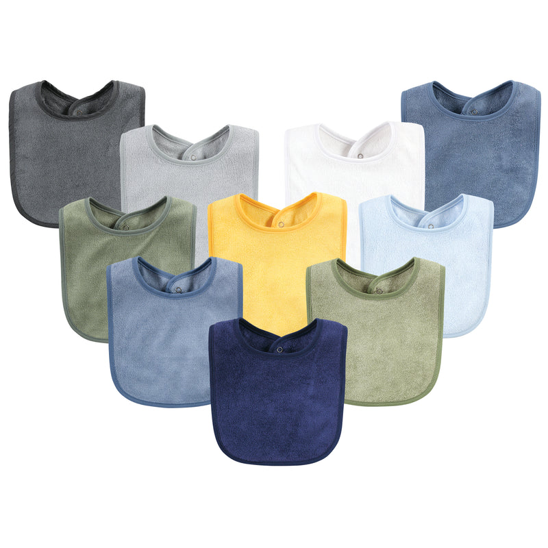 Hudson Baby Rayon from Bamboo Bib with Waterproof Lining 10pk, Blue Green