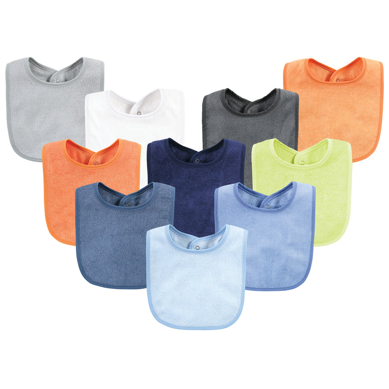 Hudson Baby Rayon from Bamboo Bib with Waterproof Lining 10pk, Blue Orange